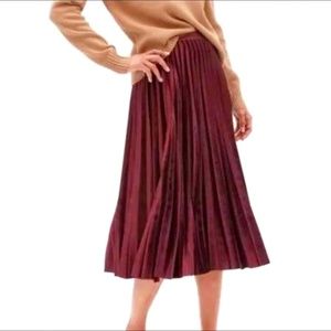 Velvet Pleated Midi Skirt